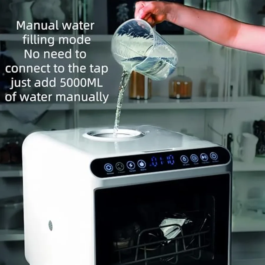غسالة أطباق صغيرة محمولة أوتوماتيكية بالكامل مع أربعة أوضاع للغسيل بالإضافة إلى أوضاع تجفيف وتعقيم قابلة للتوصيل بالصنبور واليدوي #4