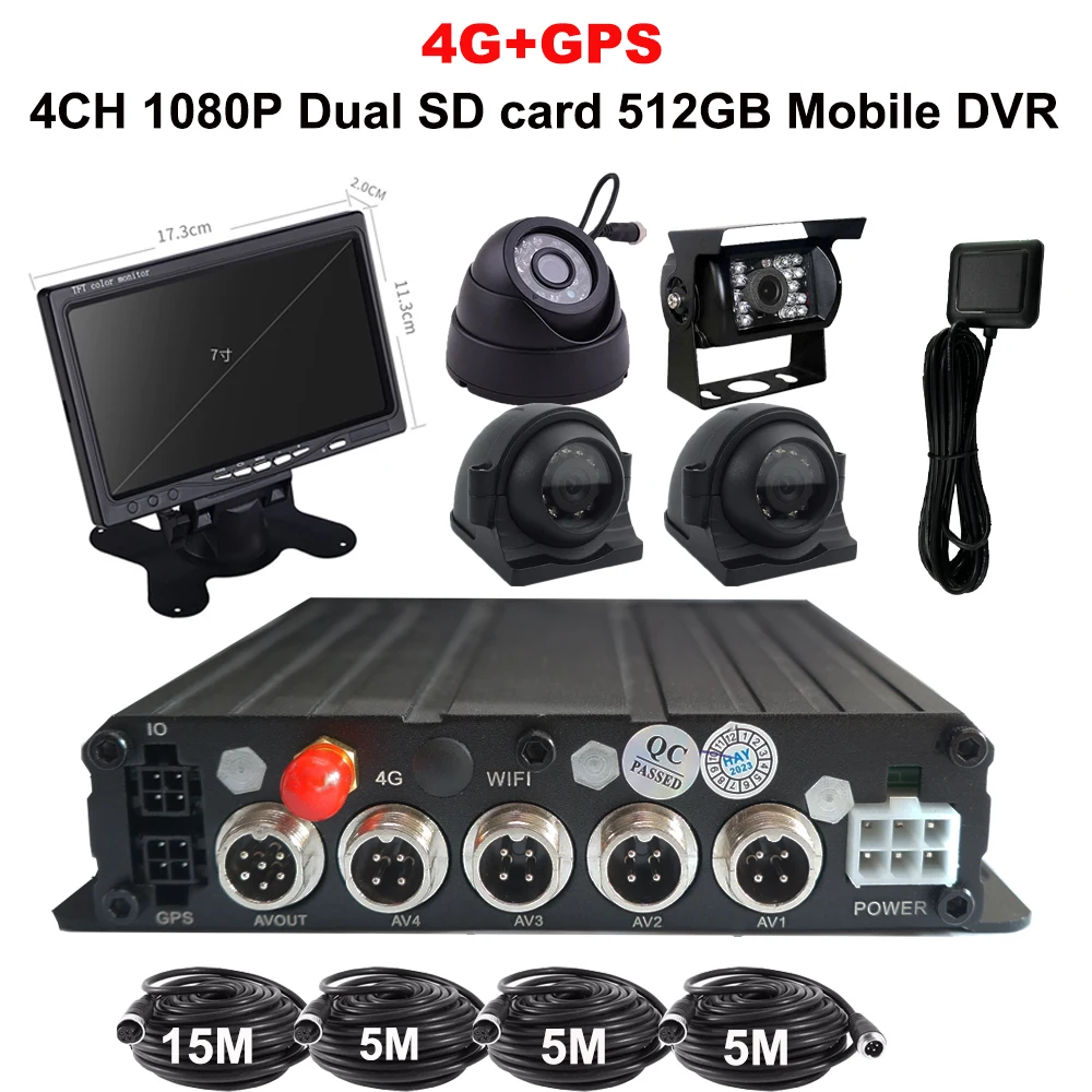 

4G GPS WiFi DVR 4 Channel 1080P Dual SD Car 512GB SD Card DVR Video Recorder for Training Car 4CH Mobile MDVR for Truck Bus