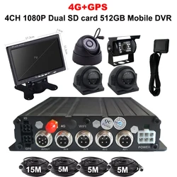 4G GPS WiFi DVR 4 Channel 1080P Dual SD Car 512GB SD Card DVR Video Recorder for Training Car 4CH Mobile MDVR for Truck Bus