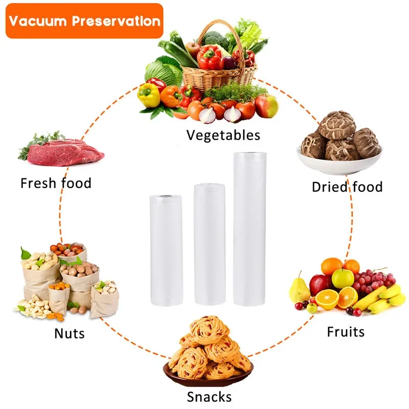 Пакеты для вакуумной упаковки пищевых продуктов, 20/28x60 см, 1 рулон