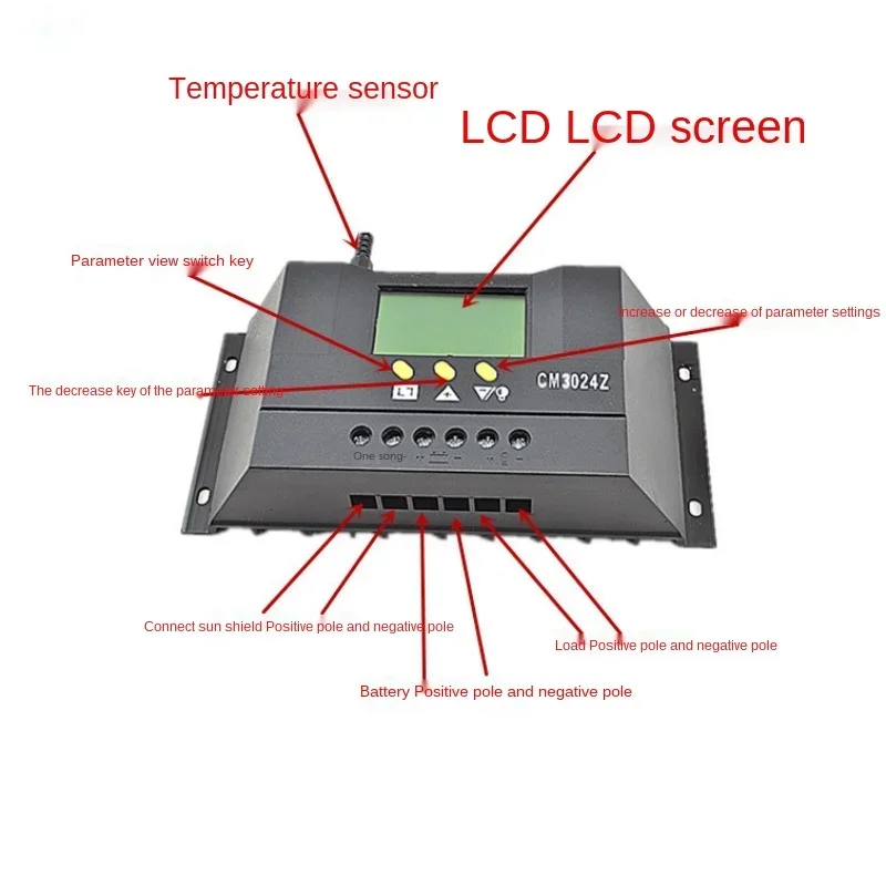 CM3024Z PWM Smart Solar Regulator Charge Controller Regulator LCD Display Solar Panel Generator Voltage Current 12V/24V Auto 30A