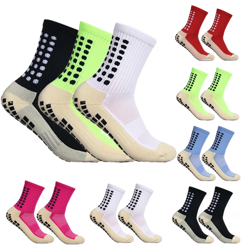

3 Pairs Men's Football Soccer Socks Sports Cycling Grip Socks Outdoor Anti Slip Non Slip Grip Pads for Football Basketball Socks