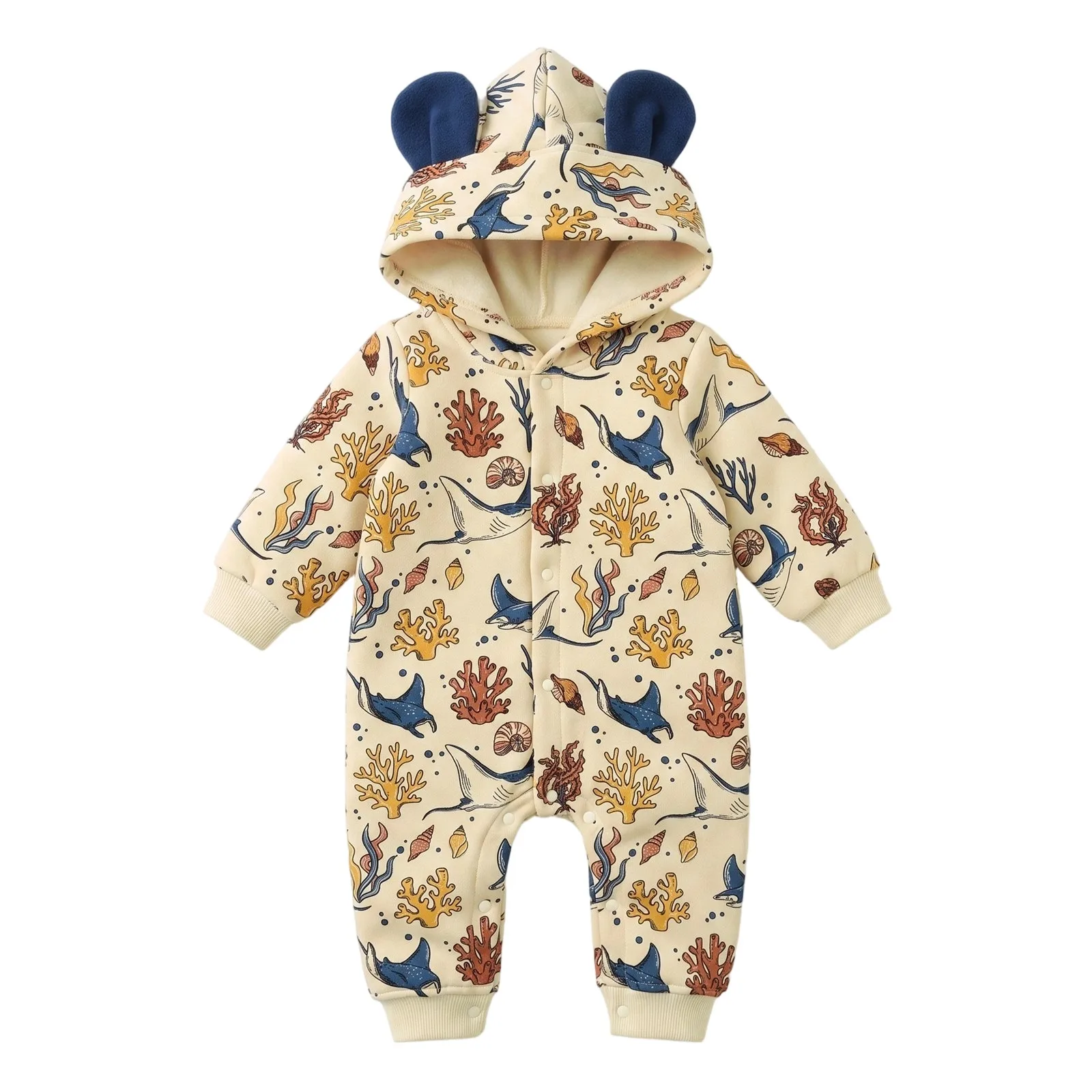 Winter-Wärme-Baby-Overalls für Jungen, Langarm, Verdickt, mit Kapuze, Niedlicher Cartoon-Tierdruck, Kleidung für Säuglinge – Detail 5