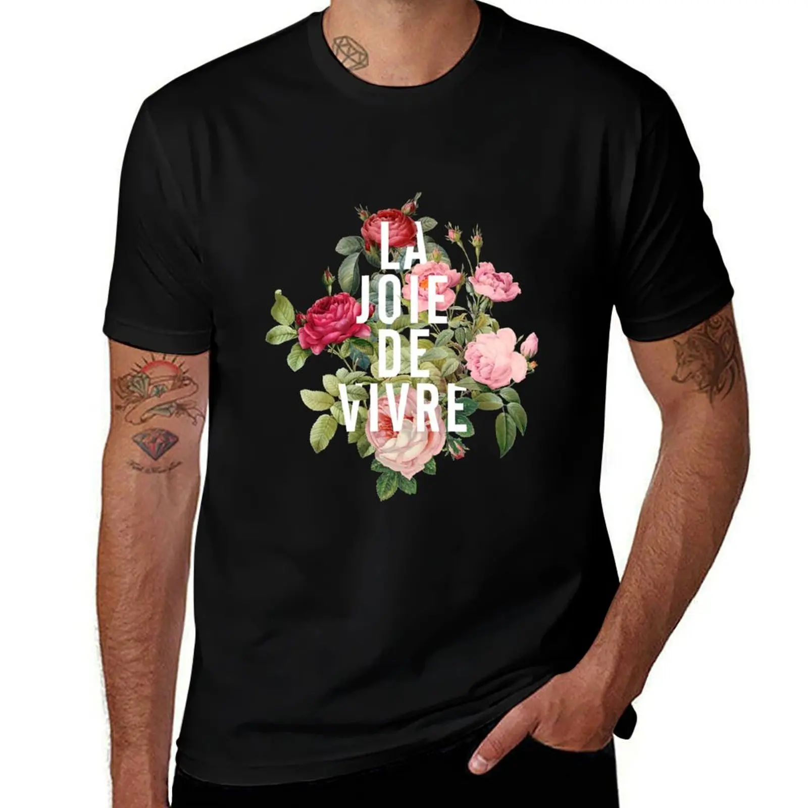 

FLOWERS LA JOIE DE VIVRE T-Shirt man t shirt designer t shirt men 100% cotton luxury brand t shirts for man cotton soft T-shirt