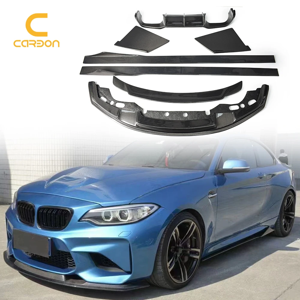 

MTC Style Carbon Fiber Body Kit Front Rear Bumper Diffuser Lip Side Skirts Rear Trunk Spoiler Accessories For BMW M2 F87