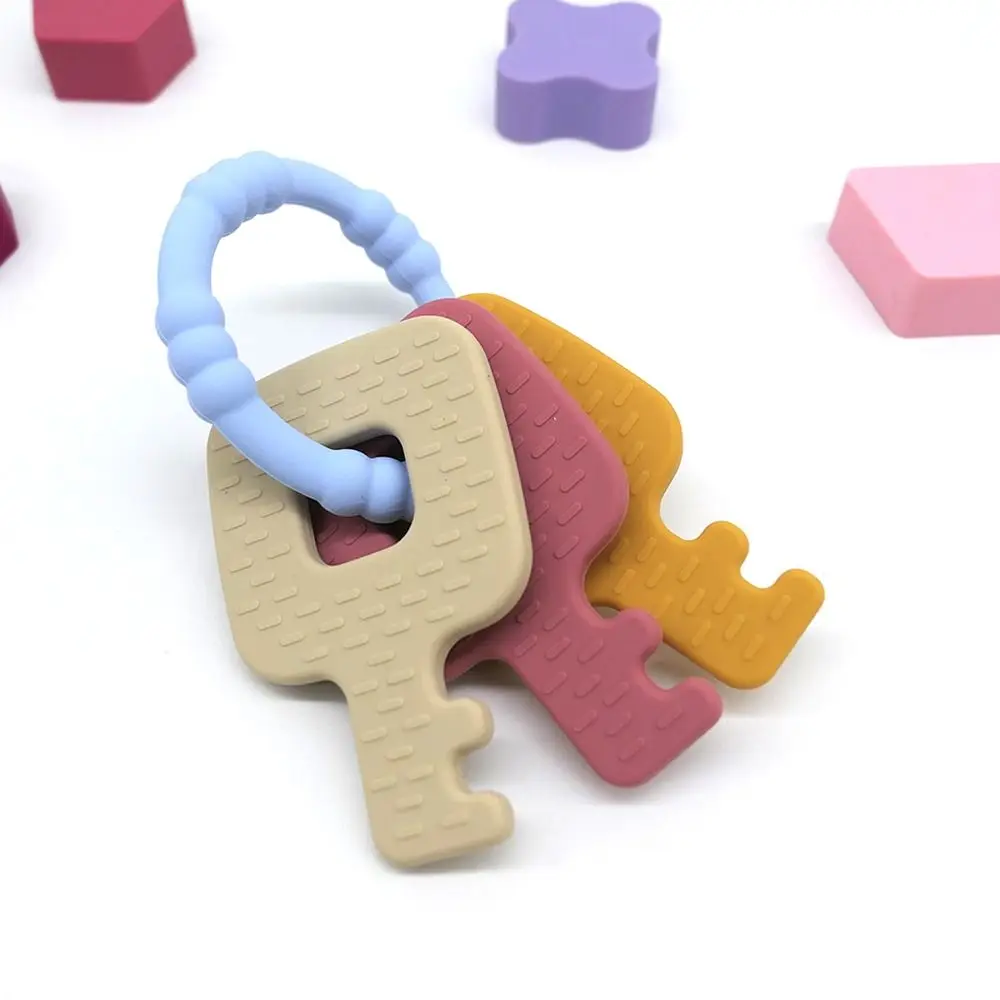 New Silicone Key Chain and Sensory Teether Montessori Interactive Bed Bell Washable Pain Relief Teething Children's Gifts