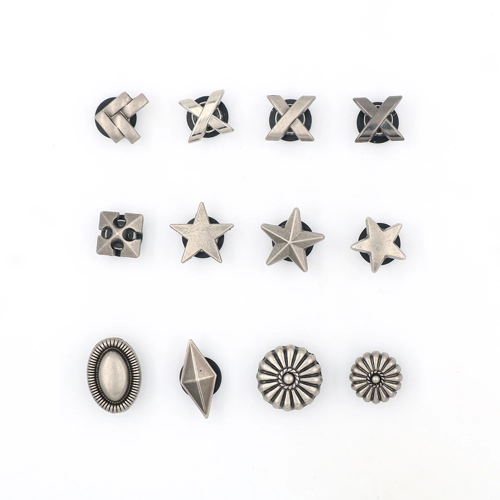 1 Juego de 12 Piezas de Accesorios Metálicos para Zapatos, Hebillas, Pernos DIY, Adornos de Zapatos con Forma de Pentagrama, Tipo Elíptico, Regalo para Amigos en Días Festivos
