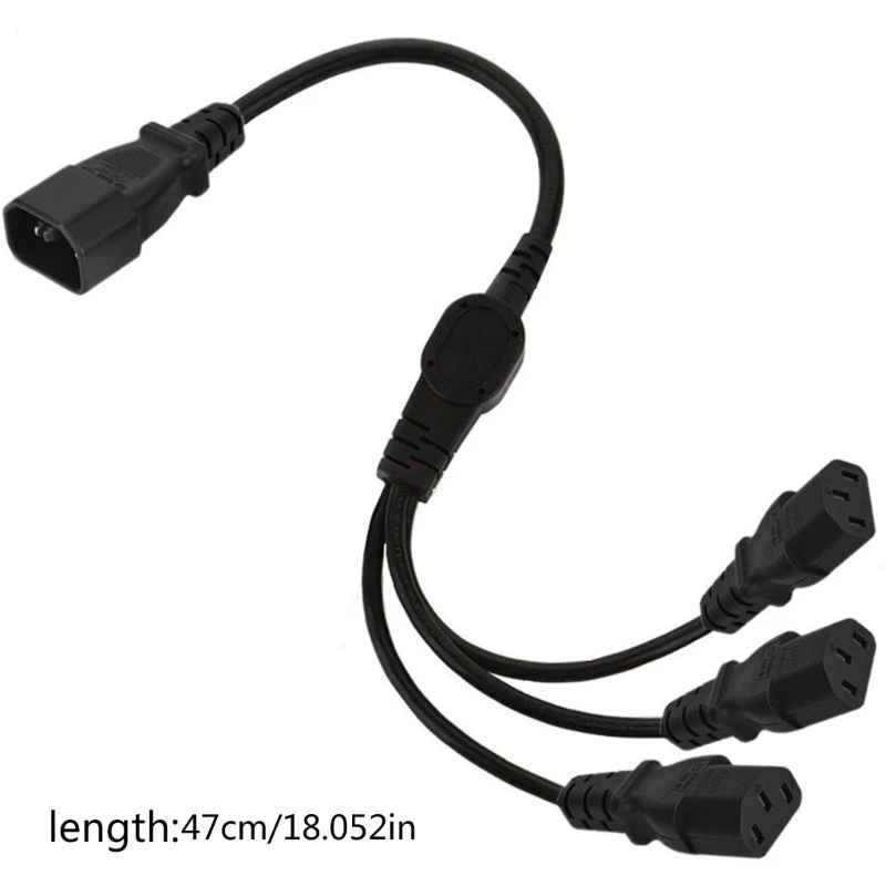 50cm IEC320 C14 to IEC320-C13 Power Splitter Adapter Cable, 3 Terminals Male to Female Power Connector Cord Wire Black image 6