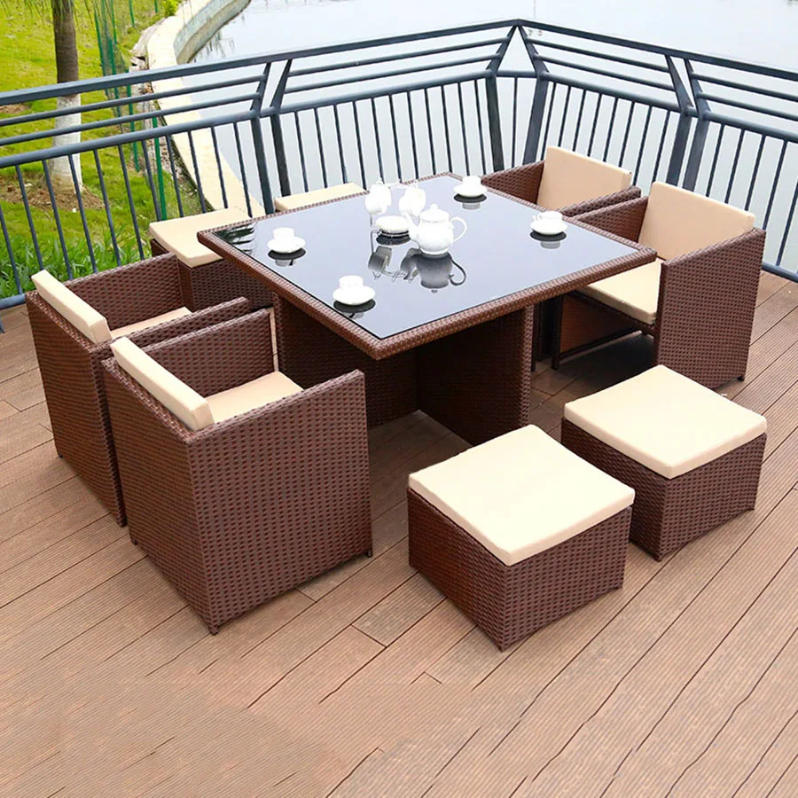 Luxury Garden Furniture Outdoor Sets Unique Modern Back Yard Patio Furniture Sets Rattan Lounge European Mueble Jardin Furniture