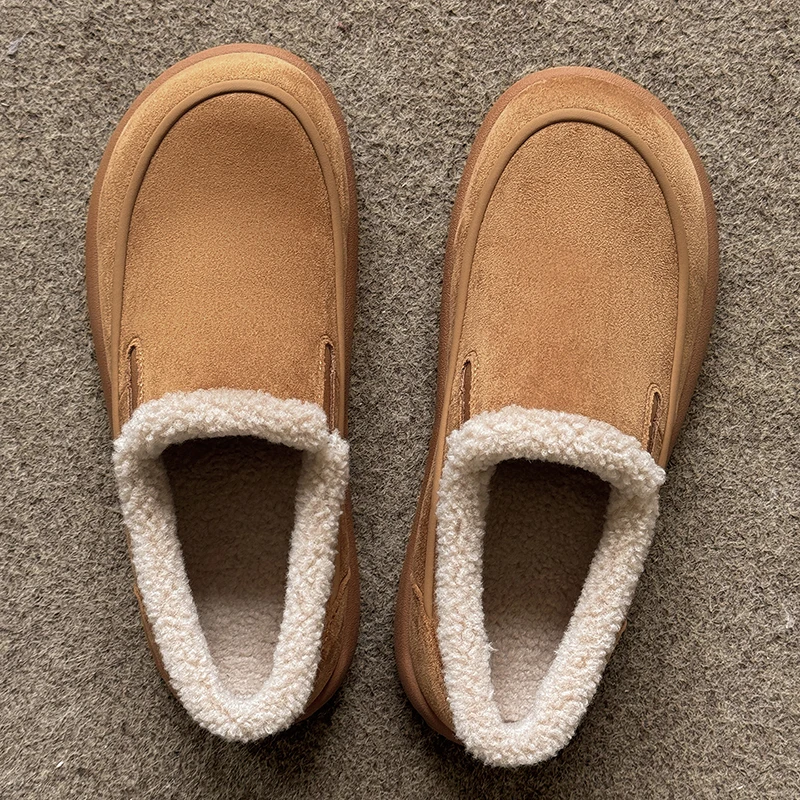 New Winter Boken Men Cotton Shoes with High-end Texture Simple Anti Slip Warm  Casual Suitable for Daily Commuting