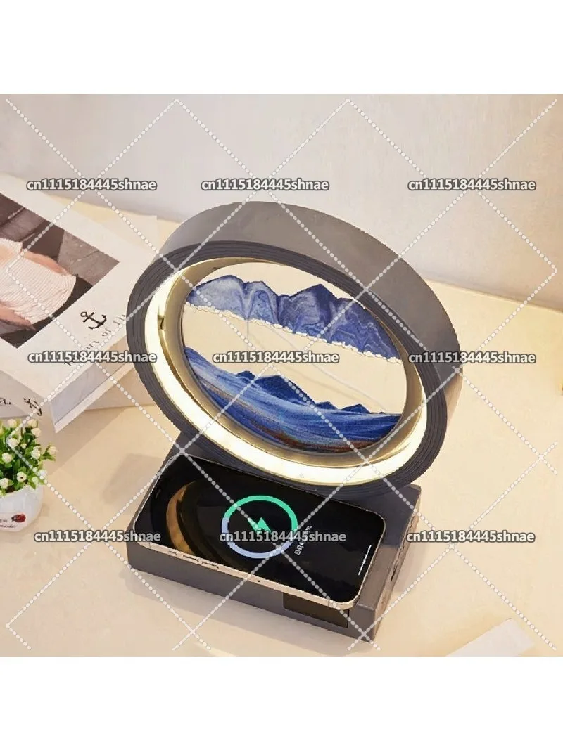 Smart Digital Clock with Flowing Sand Display, Bluetooth 5.3, Qi Charging & Ambient Light, Alarm
