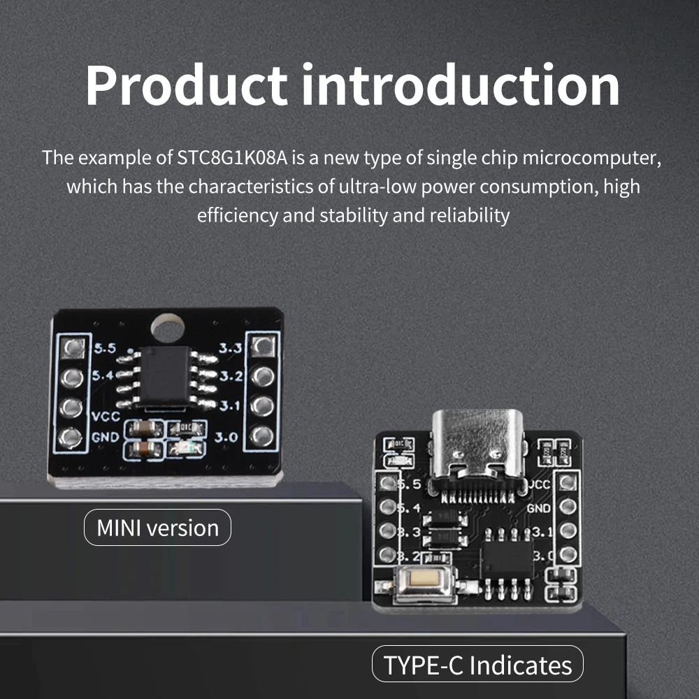 1Pcs Mini Type-C Development Board Stc8G1K08A Mcu Minimum System Board Core Board 51 Mcu Development Board 8-Pin Module