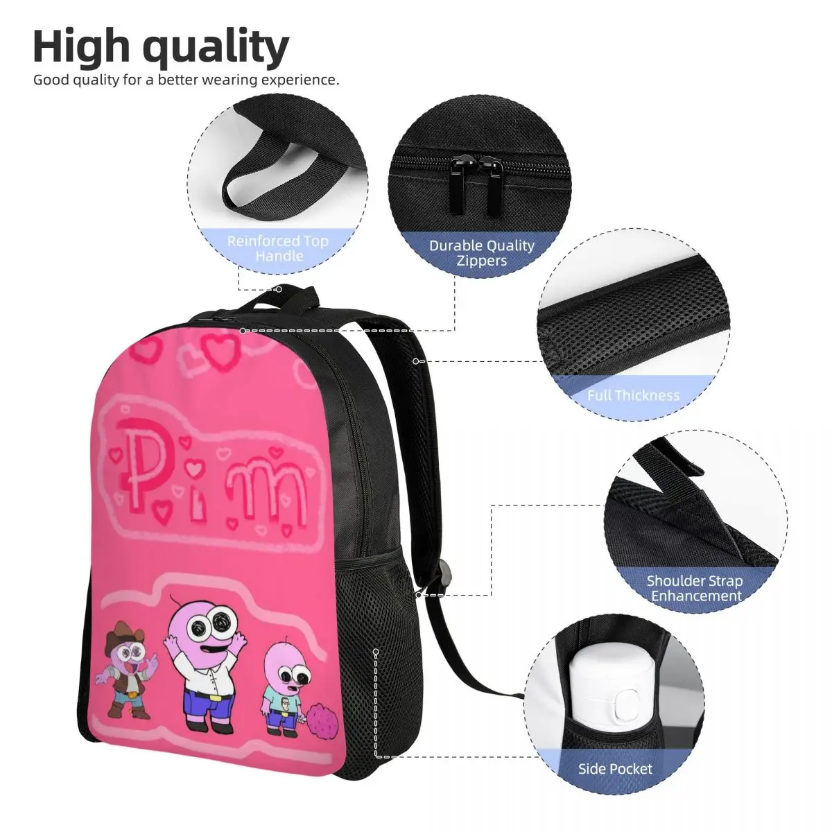 Toddler's Smiling Friends Pim And Charlie Backpack Preschool Kindergarten Backpacks Bags for Girls and Boys