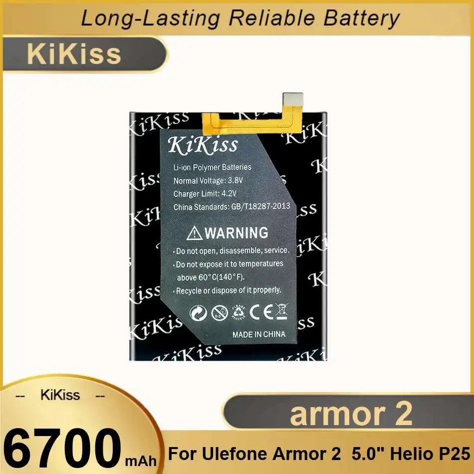 

For Ulefone Armor 2 5.0Inch Helio P25 Mobile Phone Battery High Performance 6700Mah