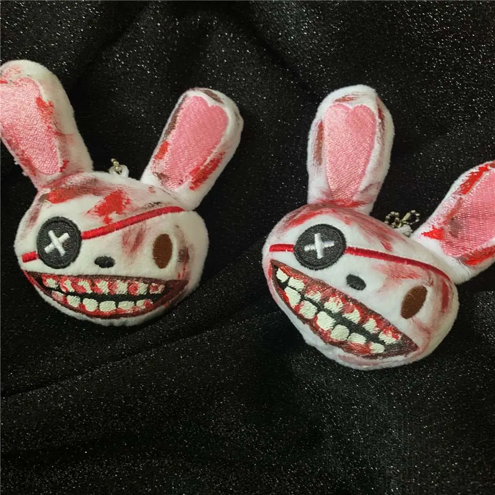 Punk Creative Plush Bloody Unique Accessories Harajuku Rabbit Keychain Fashion Jewelry Animal Bag Pendant Halloween Key Ring