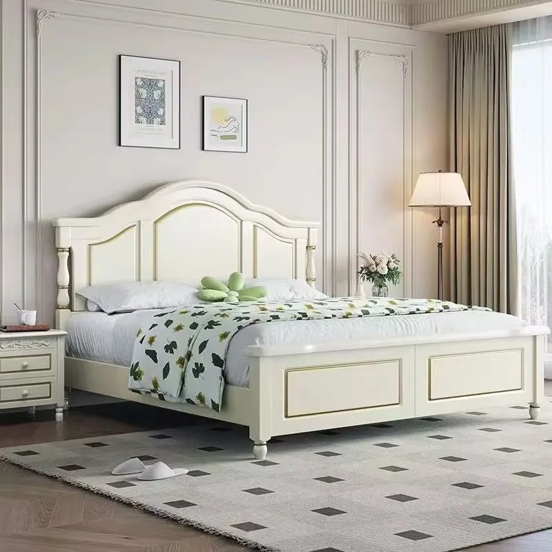 American Modern Solid Wood Double Bed 1.8-meter Hotel-Style Soft Comfortable Headboard Eco-Friendly Durable Master Bedroom