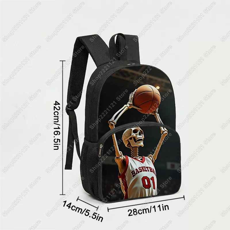 Funny Skeleton Animal Playing Basketball Graphic Backpack for Teenager Boys Girls Children School Bags Women Rucksack Bookbag
