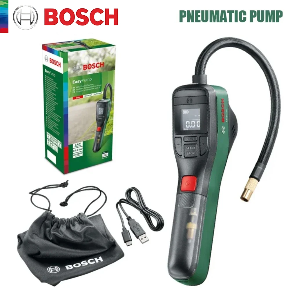 

Bosch Wireless Car Air Pump Portable Air Compressor with Led Display for Car Motorcycles Bicycle Swimring Electric Tire Inflator