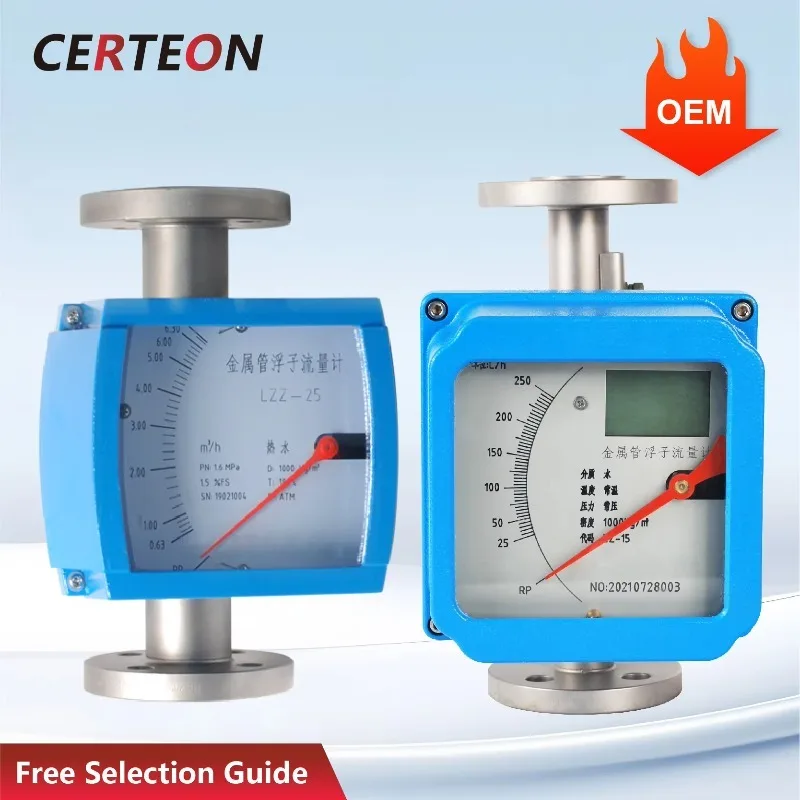 Variable Area Rotameter Stainless Steel DN15-50 Gas Liquid Flow Meter Metal Tube Inline LCD Or Pointer Display