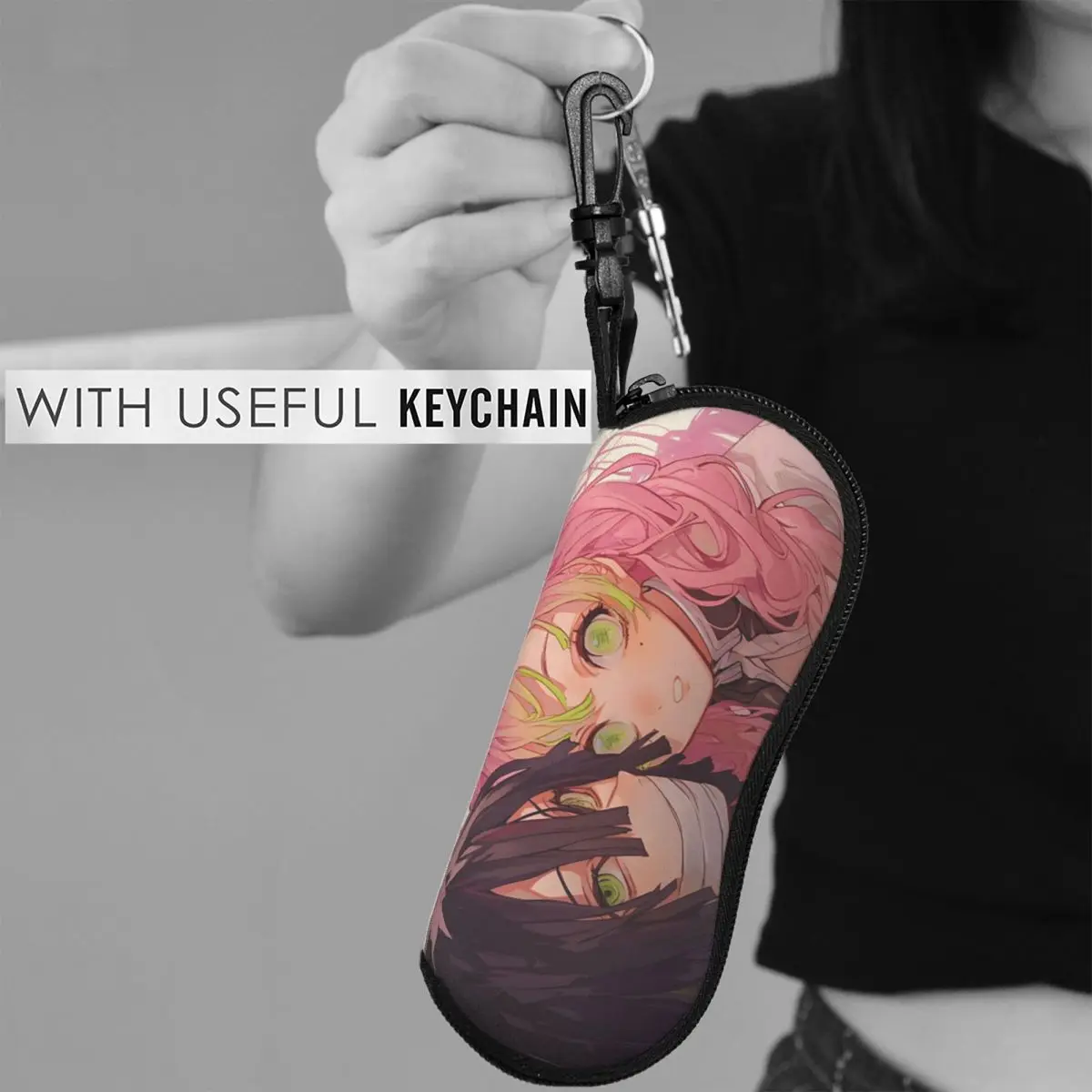 Mitsuri Kanroji y Iguro Obanai Shell estuche protector para gafas de sol caja mujeres hombres bolsa suave para gafas