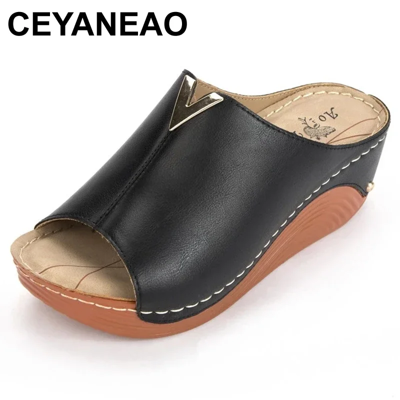 

CEYANEAO The New Womens Sandal Thick Bottom Casual Shoes Leisure Summer Wedges Sandals Woman Shoes Platform Slipper