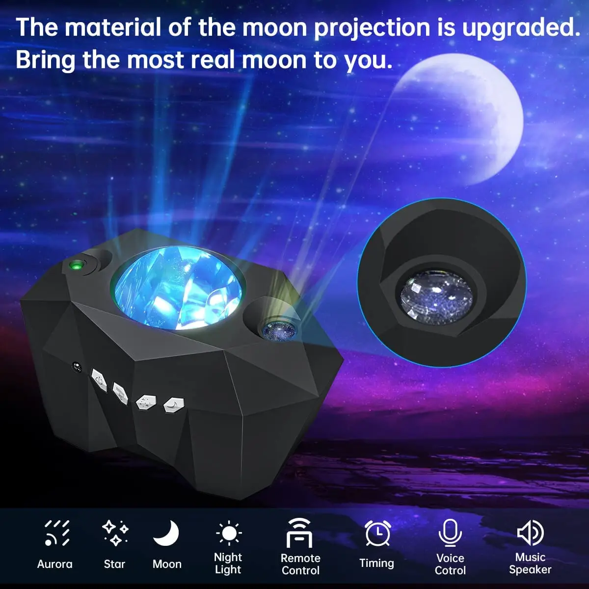 Led Aurora Borealis Projector Moon Galaxy Night Lights Bluetooth Music Star Nebula Projection Atmosphere Lamp Bedroom Decoration