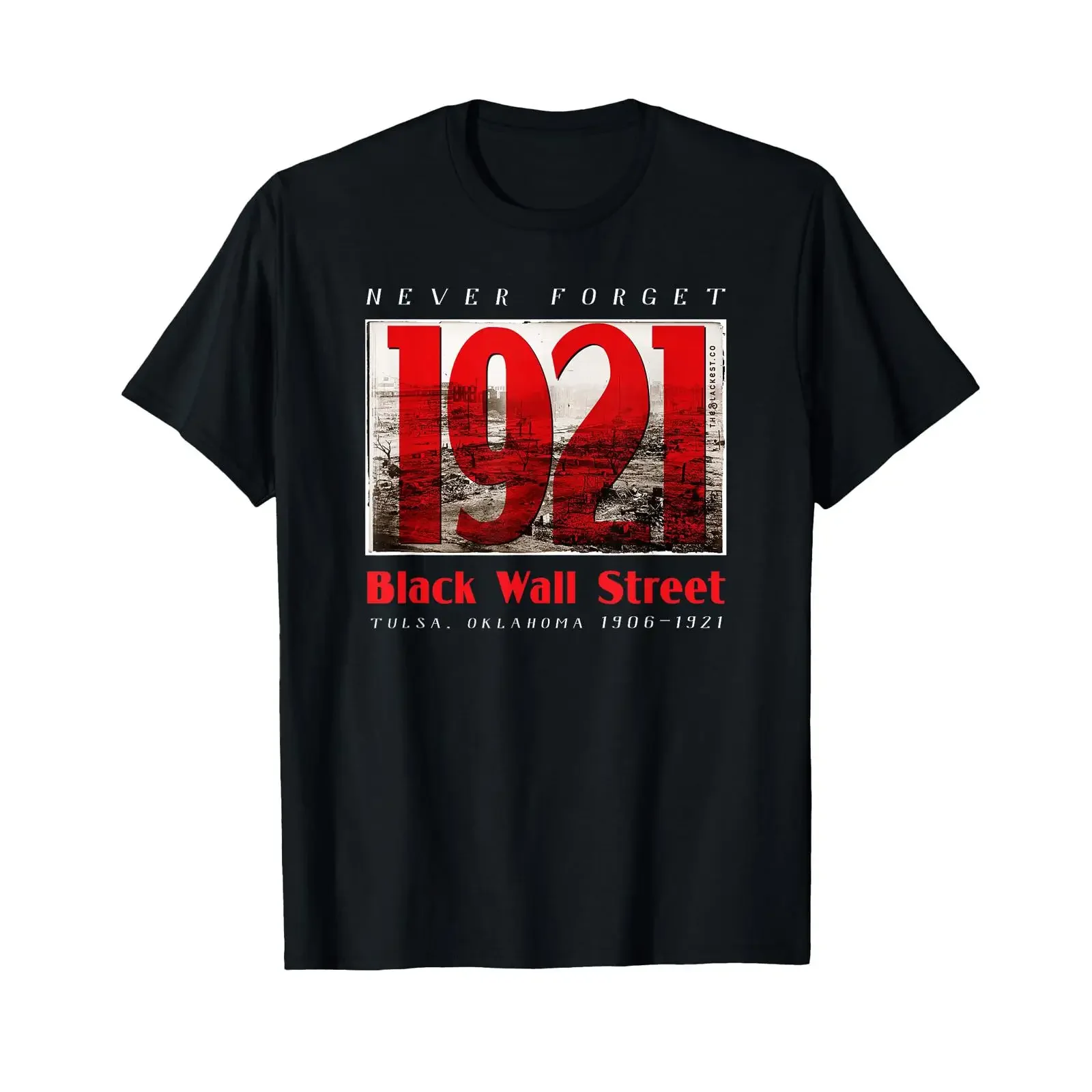 Black Wall Street 1921 Greenwood Tulsa History T Shirt vintage Washed Comfortable streetwear homme graphic Unisex