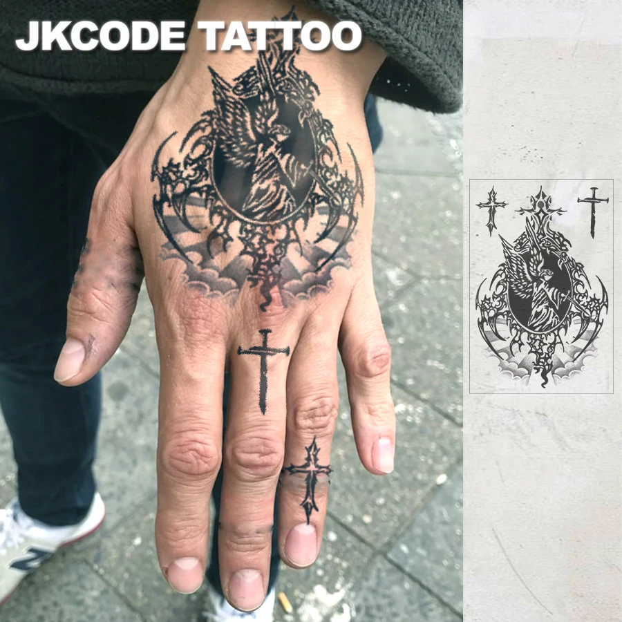 وشم شبه دائم بتصميم مقاوم للماء، وشم متقاطع على طراز Y2K مرسومة يدويًا - وشم رجالي عصري على الطراز الإنجليزي والألماني - وشم مؤقت للرقبة والأيدي والأصابع يدوم طويلاً لمدة 15 يومًا