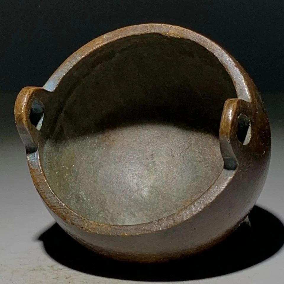 Chinese Collectible Qing marks Retro Bronze Mini Incense Burner Censer Ornaments Decoration  statue