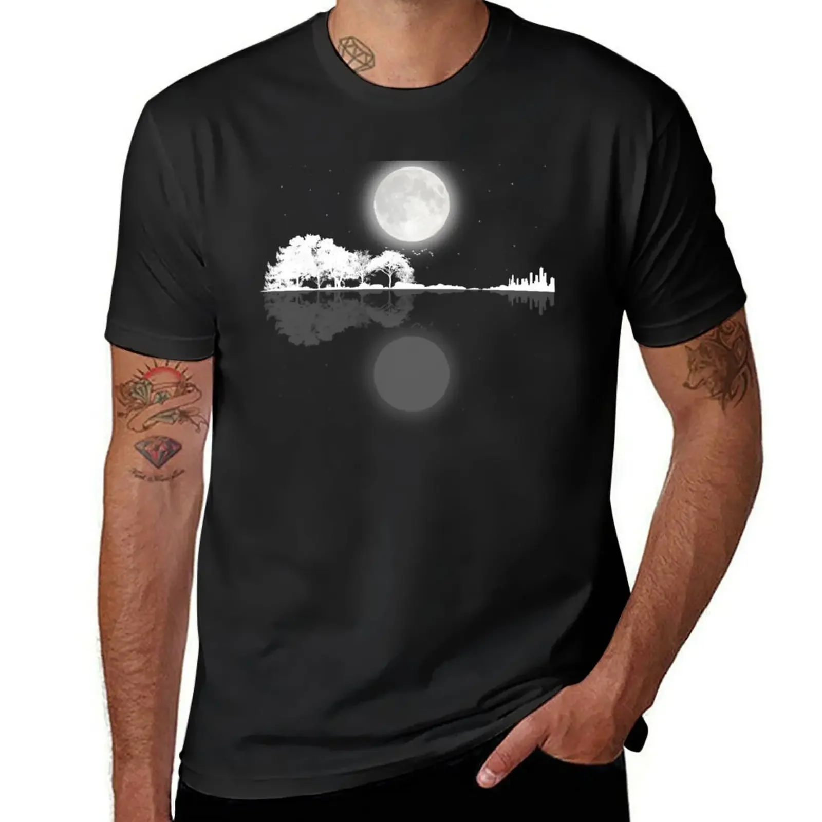 

Nature Guitar Night T-Shirt cotton graphic tees street wear T-shirt men