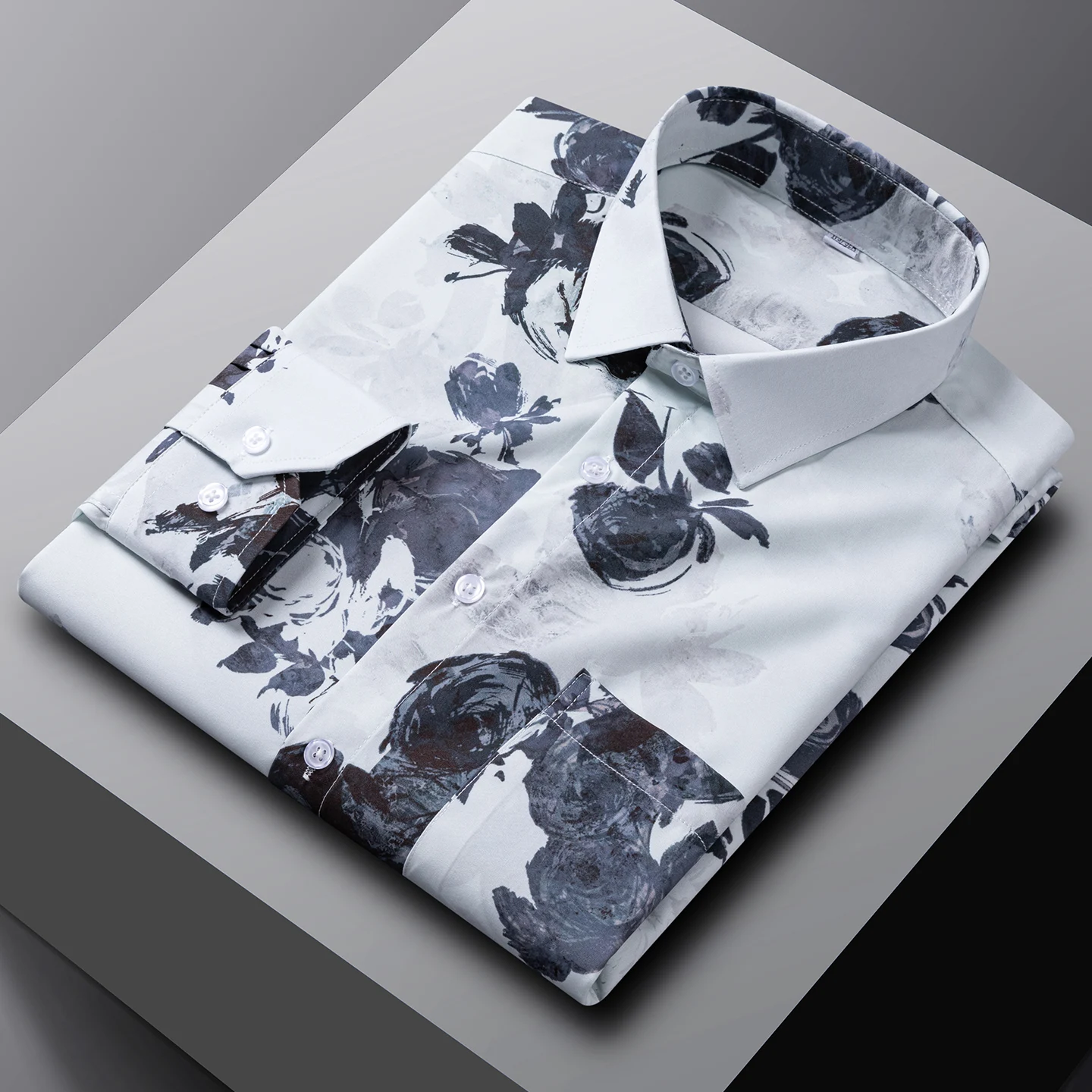 

New in shirt trend Print long sleeve shirts for men elastic casual streeteear plain fashion korean popular clothes