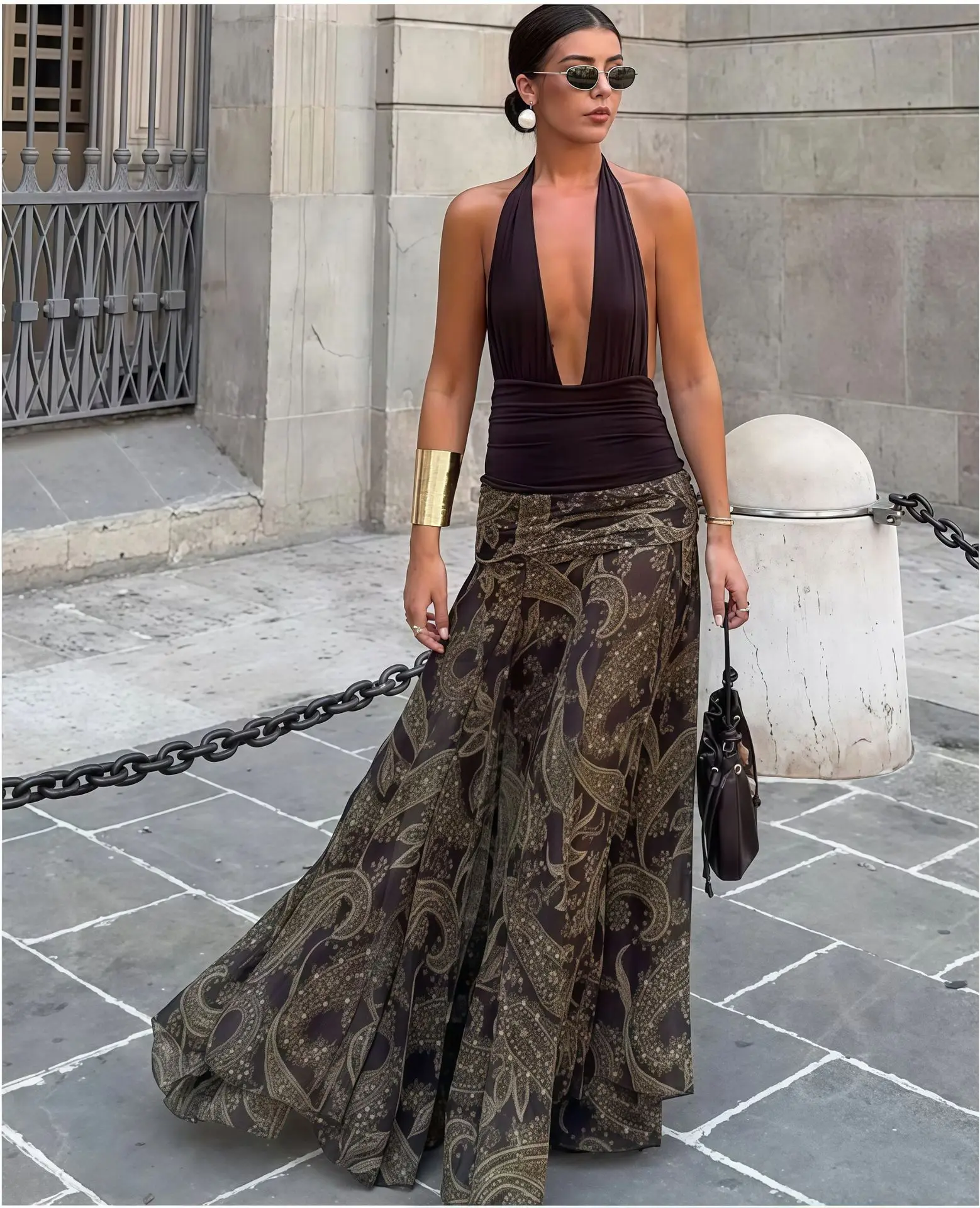 Été bohème longue imprimé a-ligne jupe jupe florale femmes décontracté plage Faldas femme Boho taille élastique vacances Maxi jupes