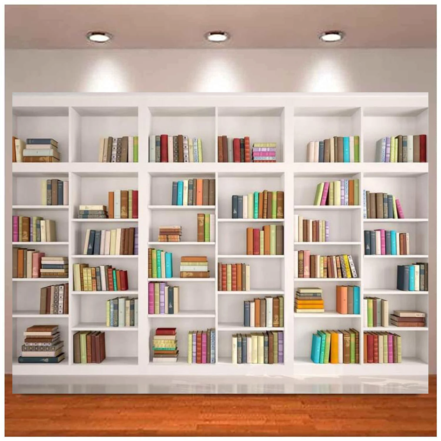 

Bookshelf Backdrop Bookcase Library Photography Backdrop Office Banner for Video Conference Vintage Party Background Books