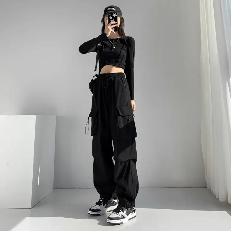 2024 Spring New Sweater Matching Set Women\'s Fashion Loose Long Sleeve Top +Cargo Pants Two Piece Korean Elegant Tracksuit Suit