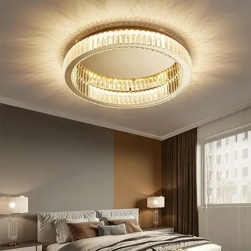 Modern Crystal Round Chandelier Ceiling Light for Living Room Bedroom Study Home Decorative Led Indoor Lighting Lamp Fixtures