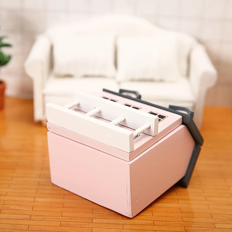 Mini Furniture Pink Blue Wall Grey Top Cute Pocket Villa Small House Mini Furniture Set Perfect Doll House Accessories