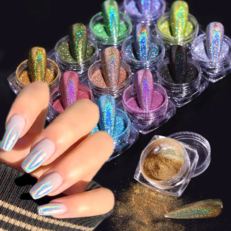

0.5g Sparkly Holographic Fine Sugar Nail Powder Super Shinying Pigment Dust for Gel Polish Powder DIY Mirror Manicure Powder