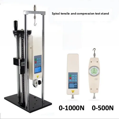 Spiral test frame with push-pull force meter to measure insertion force and work according to pressure