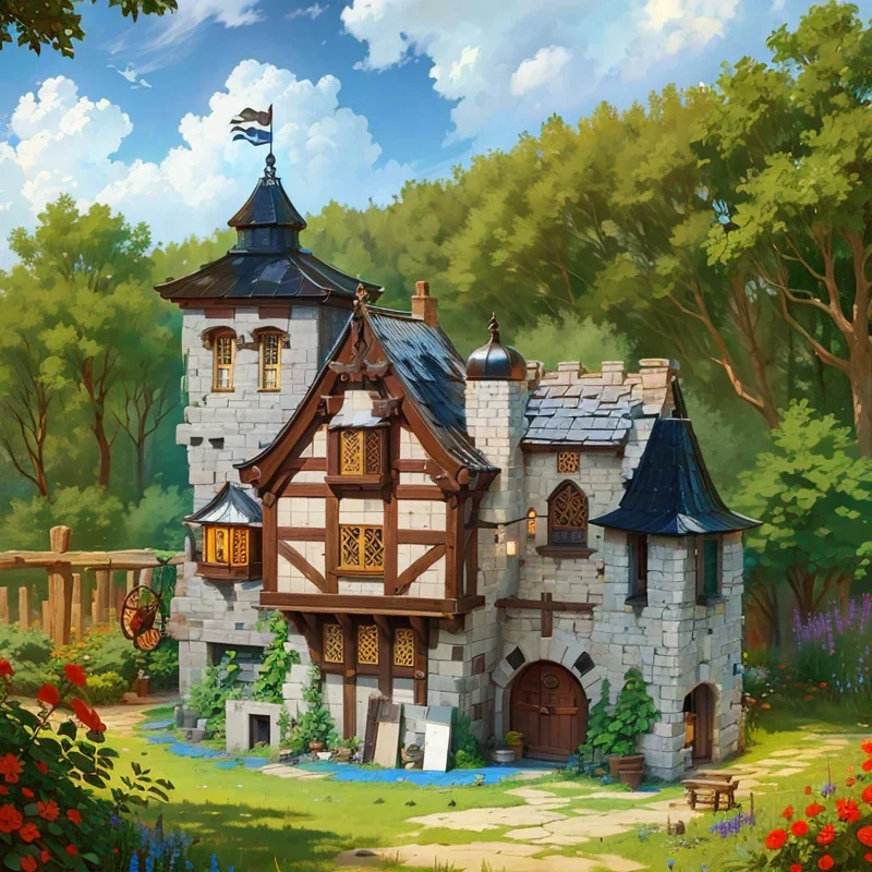 

New 33924 6640pcs MOC Construction Medieval Forest Castle Building Blocks Bricks Model Assembling Toys for Children Gift Set
