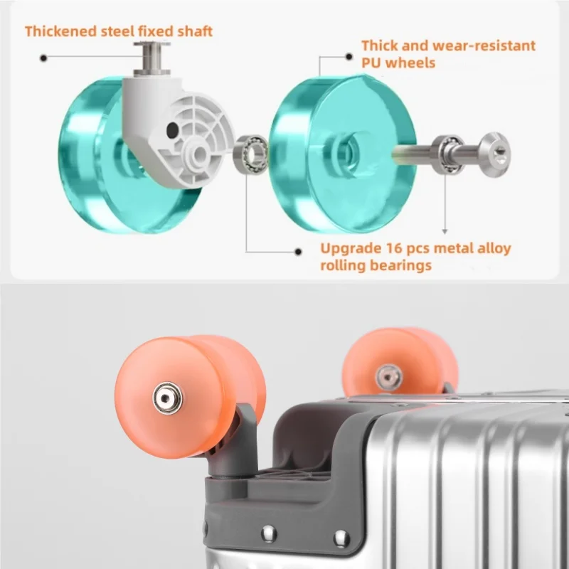 جديد جميع سبائك الألومنيوم والمغنيسيوم حقيبة مع عجلة دوارة TSA قفل مقبض جلدي 20/24/29 ''حقيبة سفر الأمتعة المتداول