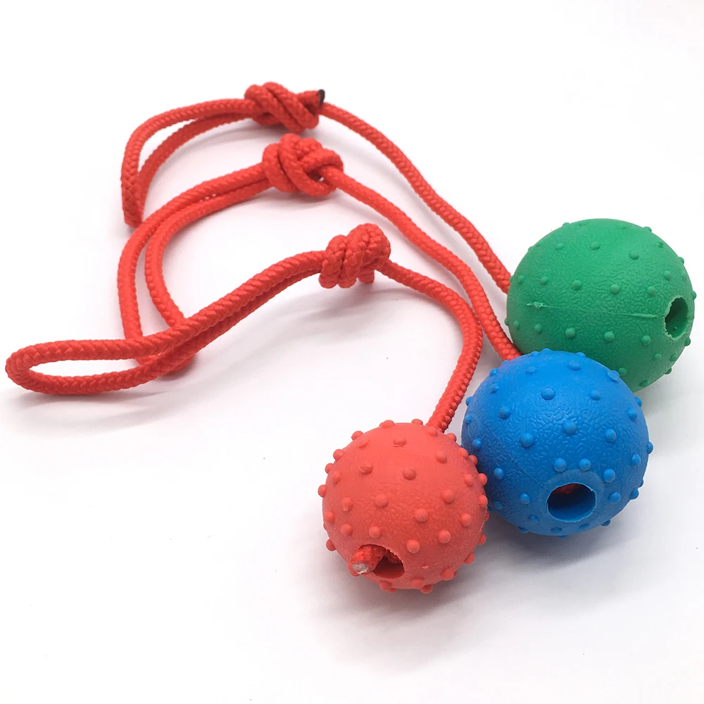 Rubber Ball with Rope Pet Teeth Indestructible Bite Toy Funny Puppy Training Solid Balls Pets Dog Chew Molar Interactive Toys