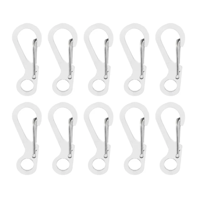 Y1UB 10Pcs Stainless Steels Keychain Carabiner Clasp Spring Snap Keyring Hook Backpacks Attachments Hook Hiking Accessory