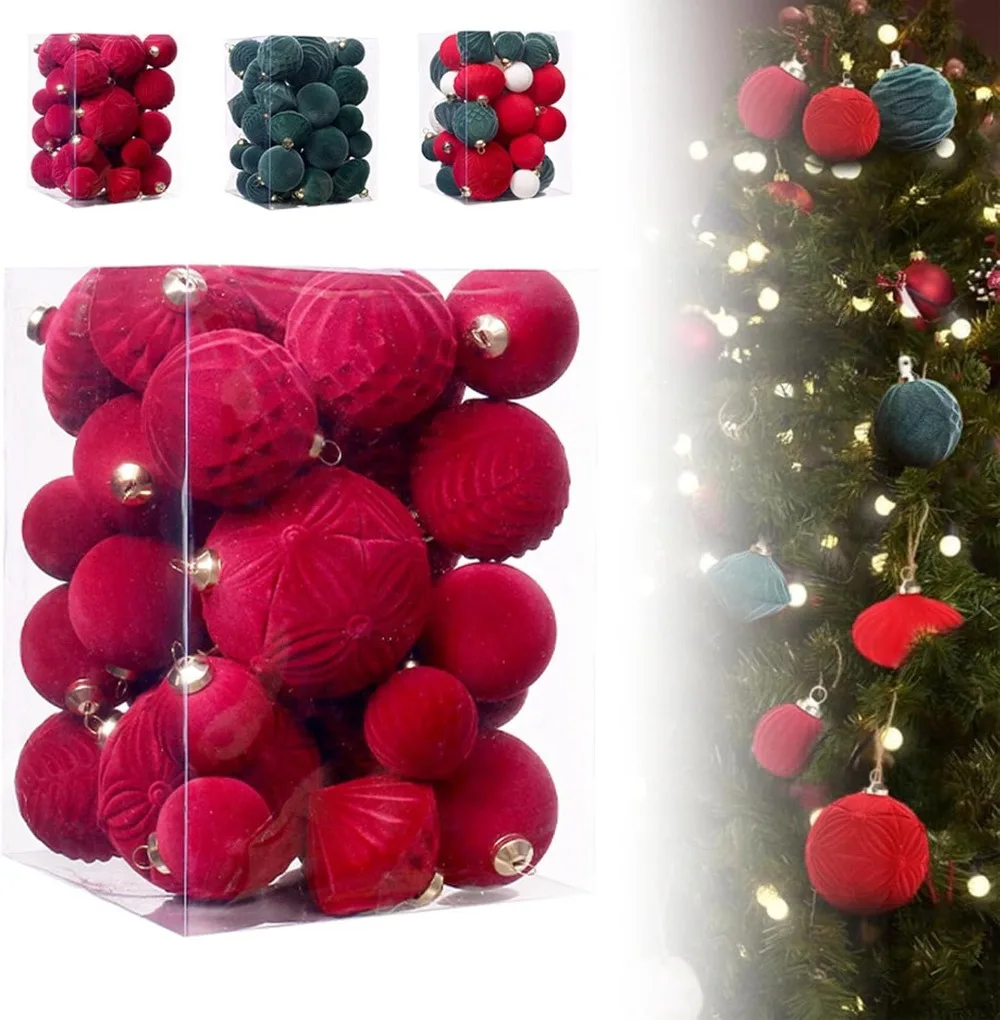 

Универсальные рождественские шары - большие бархатные шары, рождественские украшения, 35-екрасные бархатные шары, рождественский шар, бархатный