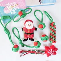 Christmas Dog ChewToys Set Durable Cotton Rope Knotted Toys for Puppies & Small Dogs Bite-Resistant HolidayPet Rope for Teething