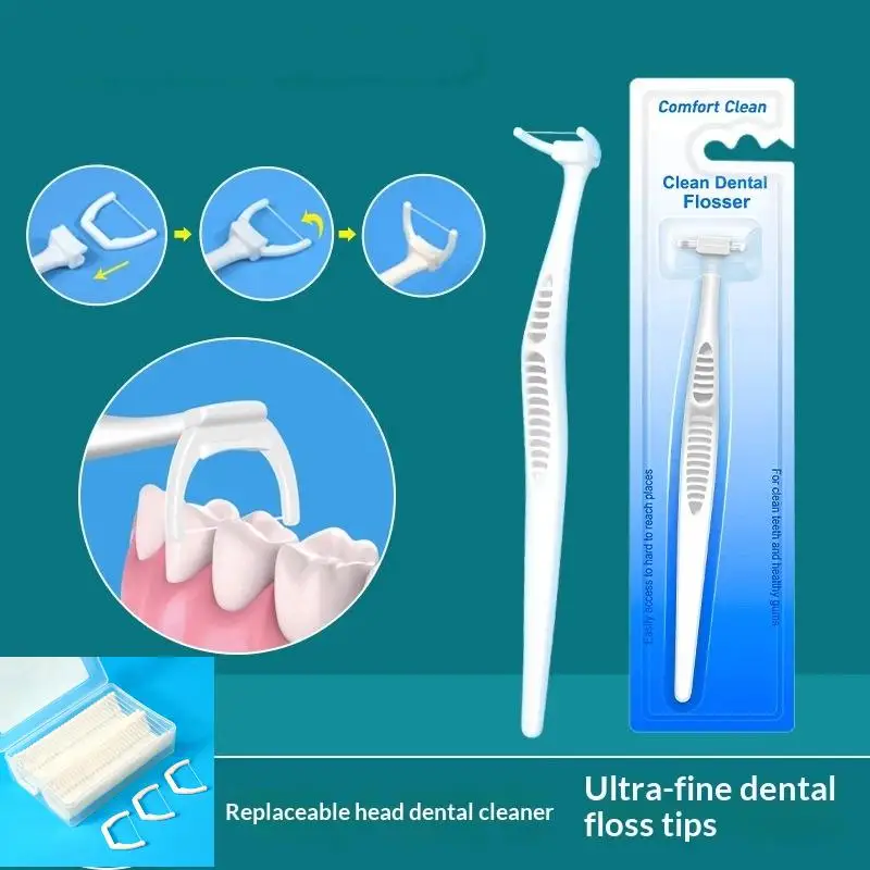 Replaceable Dental Floss Sticks Oral Cleaning Reusable Floss Sticks Dentist Teeth Sticks Oral Care Hygiene Toothpick Tools