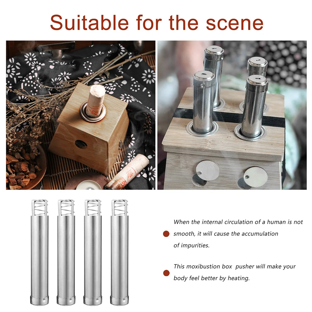 

6pcs Moxa Cone Pusher Premium Moxibustion Stick Burner Holder Spring Design Dust-Proof Screen Easy Push Moxa Burner For Pain