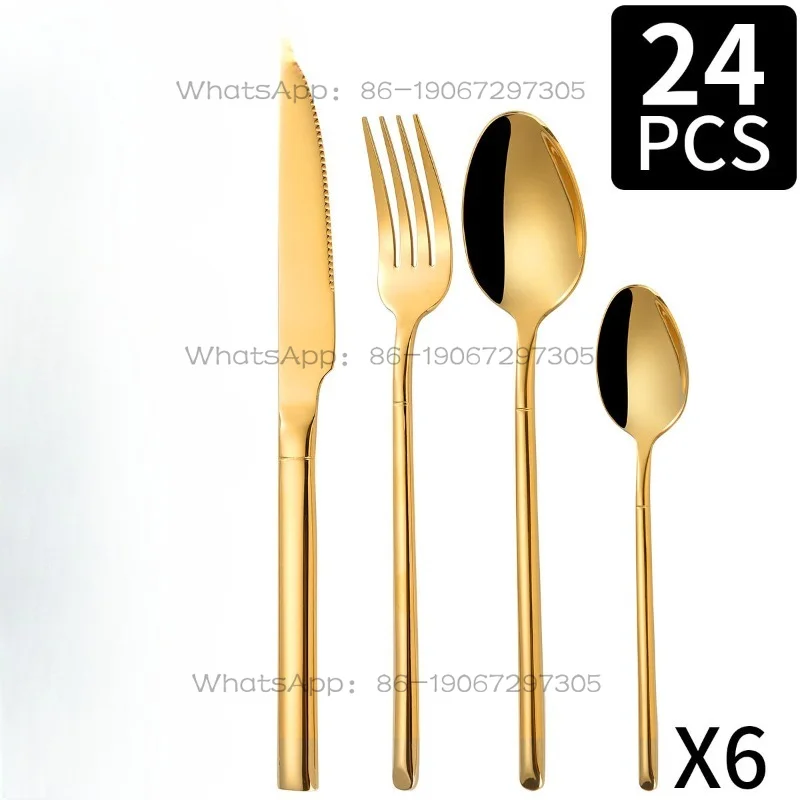 

Набор столовых приборов из нержавеющей стали 304, 24 предмета, утолщенные ножи и вилки для стейка в западном стиле для ресторанов