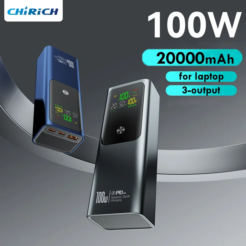 

20000mAh 100W Power Bank Portable PD External Spare Battery Fast Charger Large Capacity Powerbank For Laptop iPhone Samsung