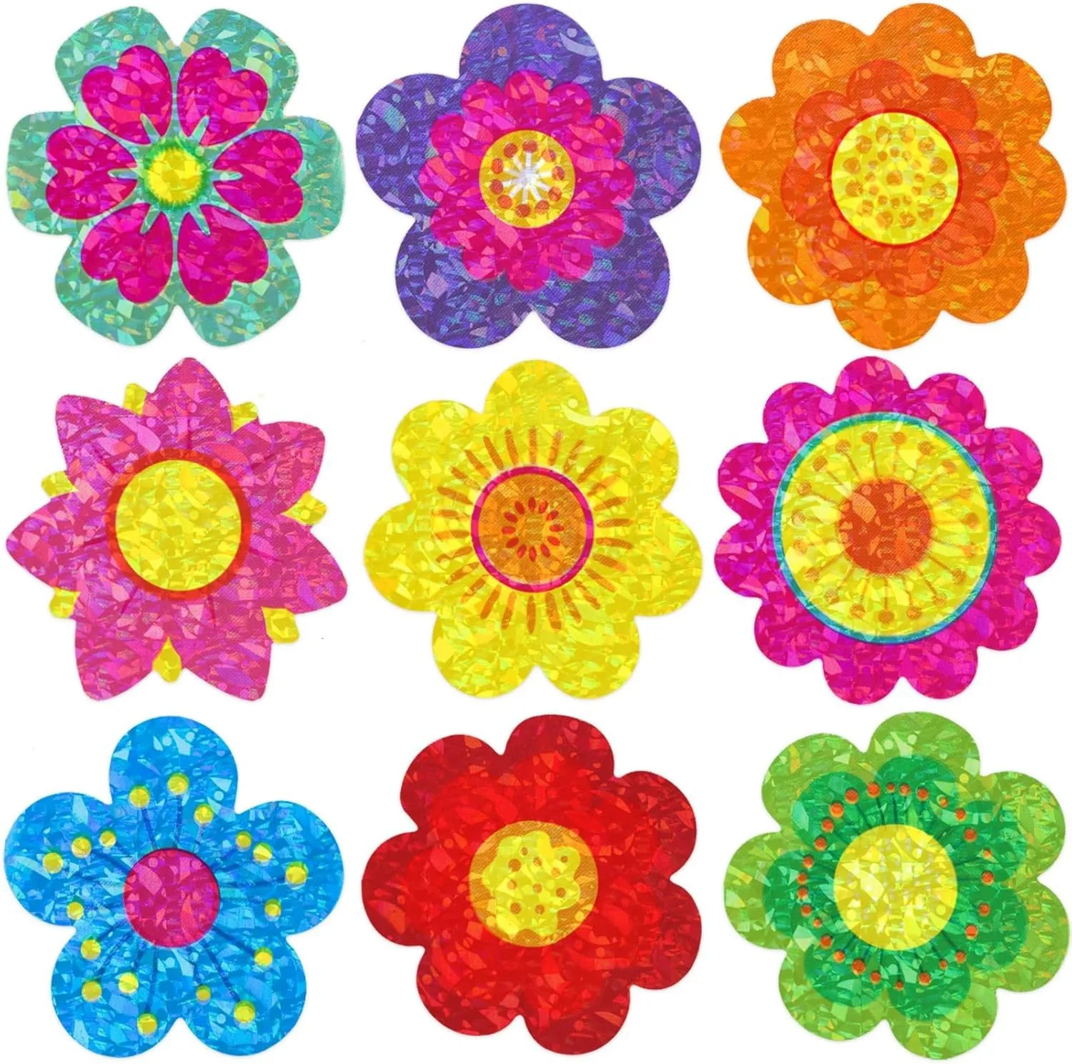 500Pcs/ 1Roll Flower Shaped Laser Beautiful Flowers Sticker Decoration Gift Box Sticker Label Stationery Sticker