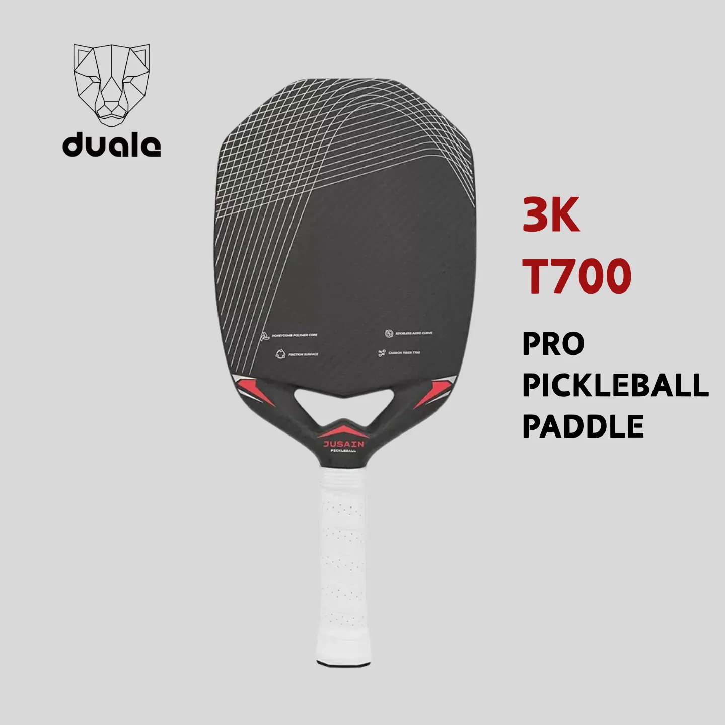 Duale Professional Pickleball Paddles Throat Design, Edgeless T700 Carbon Fiber Pickleball Paddle with 3K Textured and PP Honeyc